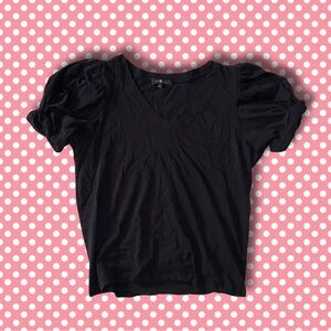 7 For All Mankind Vintage Y2K Black Peasant Blouse Cottagecore Simple Boho Summe